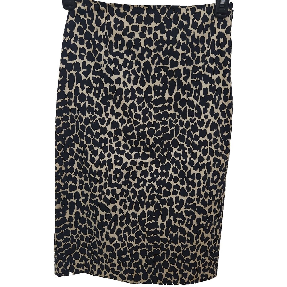 Body by Victoria Secret Midi Pencil Black/Tan Skirt Leopard Animal Print Size 2
